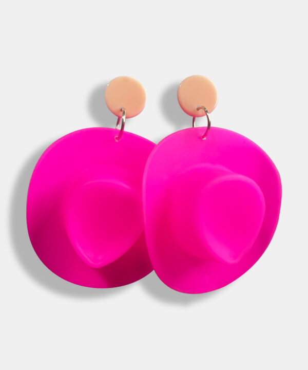 PINK COWGIRL HAT EARRINGS