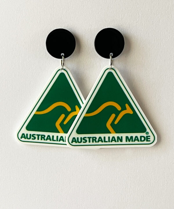 Show off your love for Australian-made products with these striking Australian Made logo earrings!