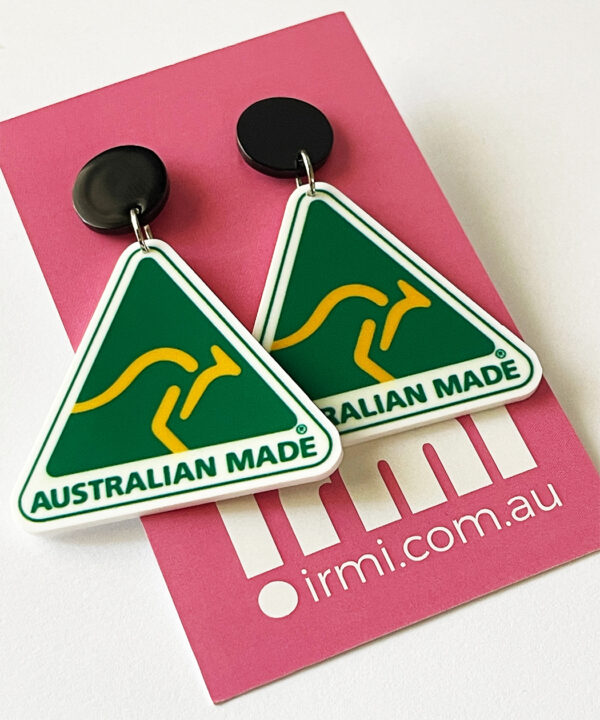 Show off your love for Australian-made products with these striking Australian Made logo earrings!