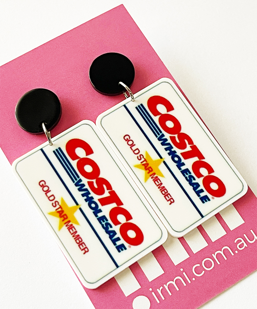 These Costco membership card-inspired earrings are a fun and quirky nod to the iconic wholesale retailer.