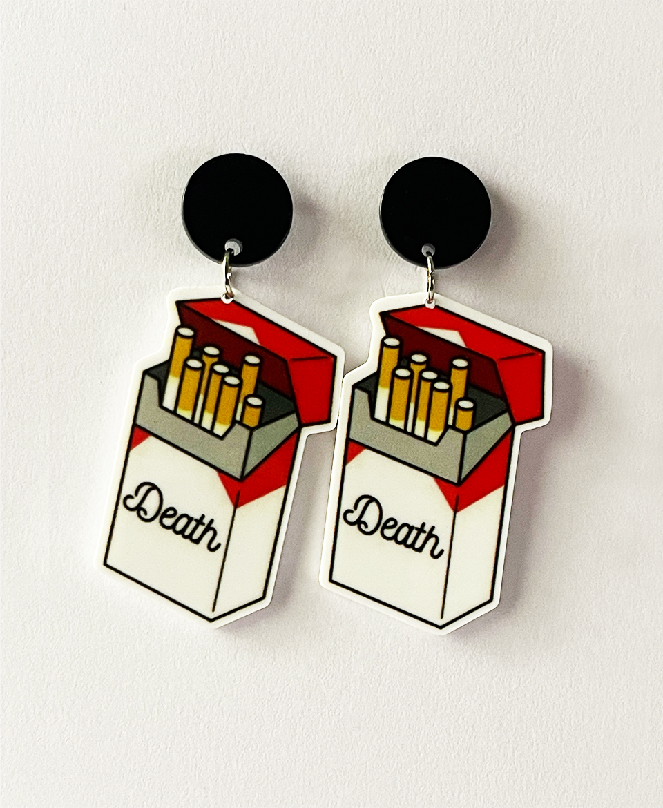 cigarette packet earrings