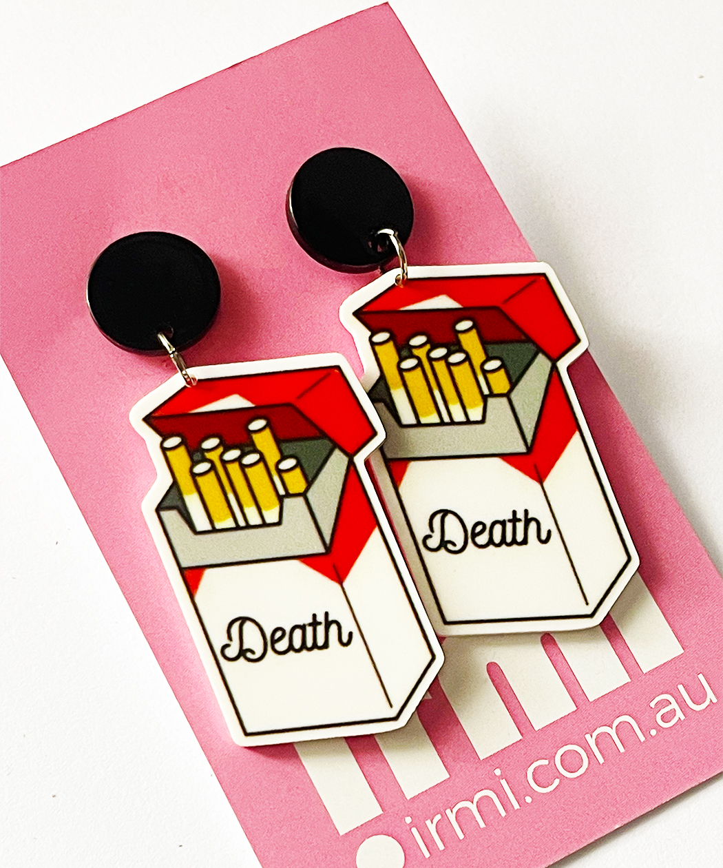 cigarette packet earrings