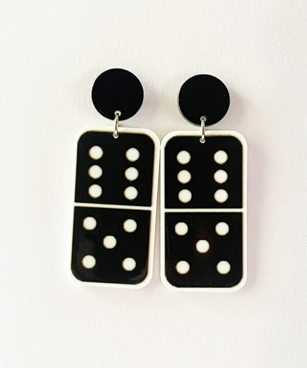 Add a touch of playful elegance to your accessory collection with these domino-shaped earrings.