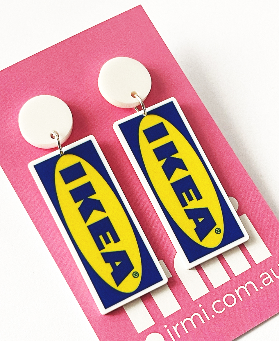 Make a statement with these IKEA logo-inspired earrings, where minimalist design meets iconic brand appeal.