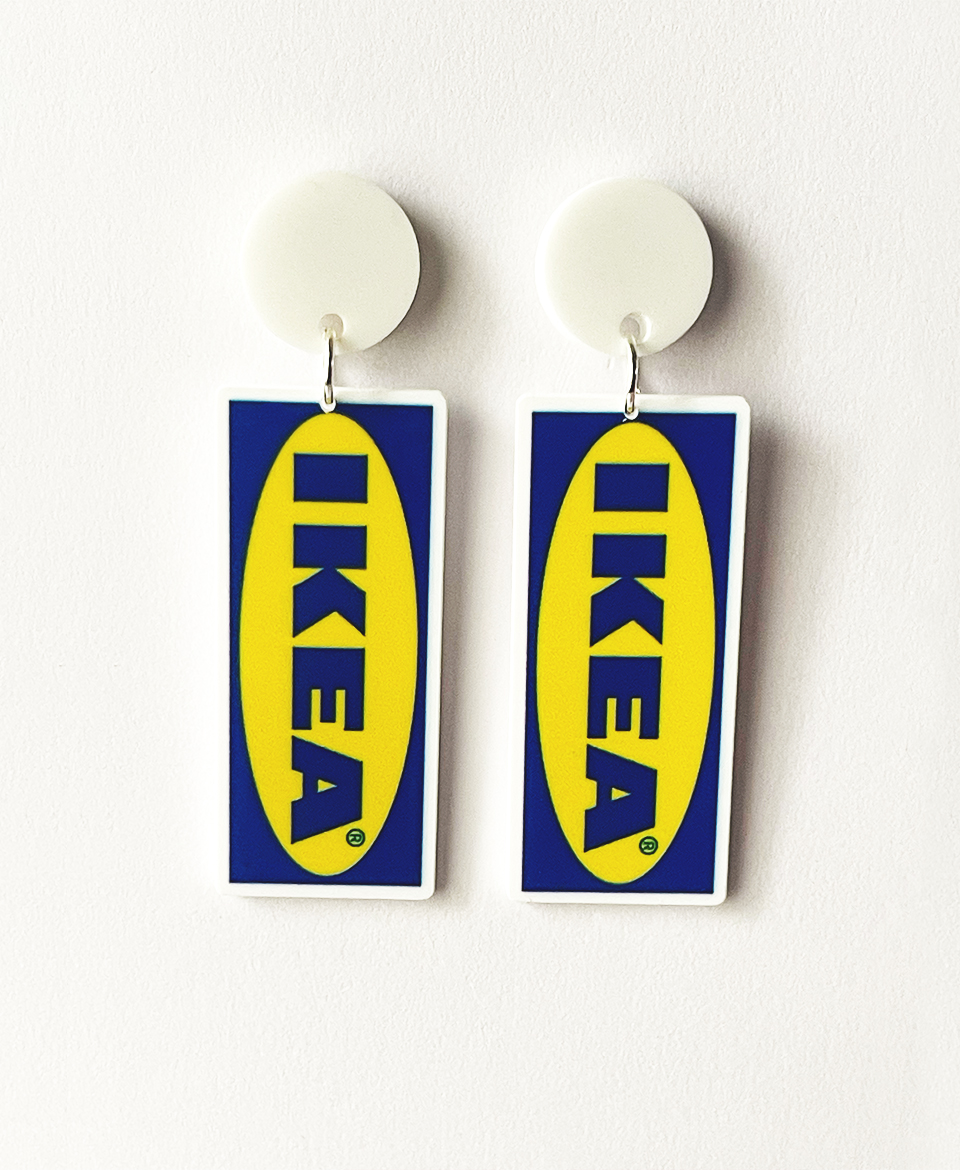Make a statement with these IKEA logo-inspired earrings, where minimalist design meets iconic brand appeal.