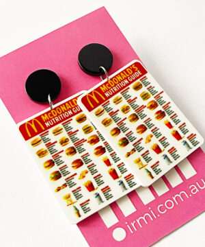 Add a fun and quirky touch to your accessory collection with these McDonald's Nutrition Menu-inspired earrings!