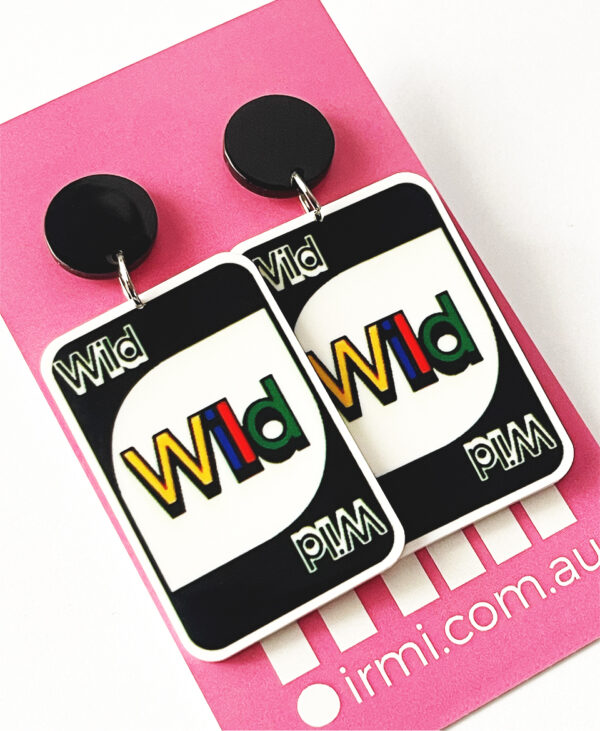 Take your accessory game to the next level with these UNO Wild Card-inspired earrings!