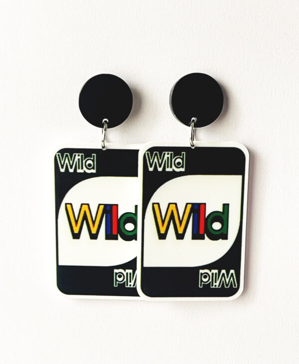 Take your accessory game to the next level with these UNO Wild Card-inspired earrings!